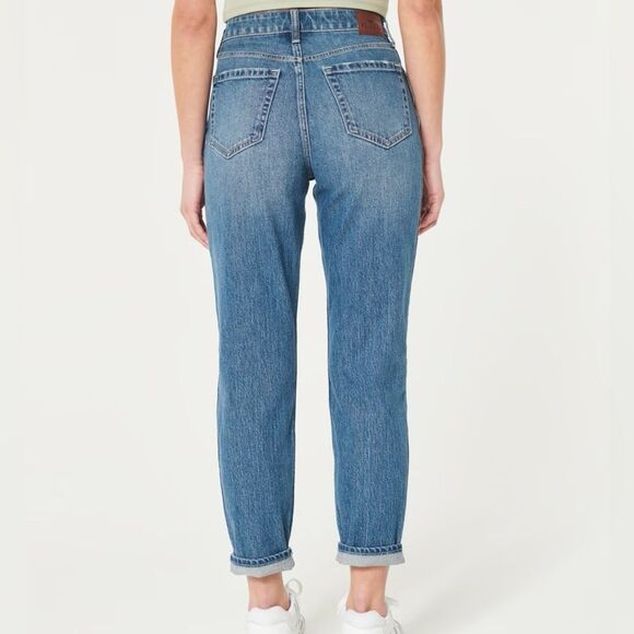 Hollister Ultra High-Rise Mom Jean Size 4 Medium Wash Raw Hem Vintage Stretch - Picture 11 of 11
